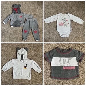 Disney Mickey Mouse Gray and Red Kids Hoodie Set 18 months